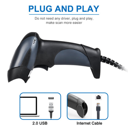 NETUM 2D Barcode Scanner USB Wired QR Code Imager Automatic Barcode Reader for Laptops, Computers, Cashier, POS -M5