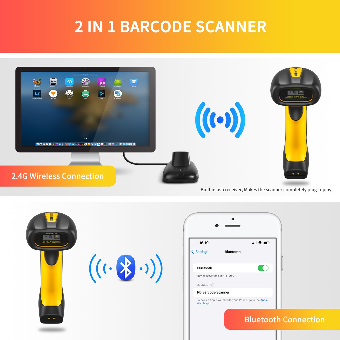 NETUM NT-1202W Industrial Barcode Reader, DPM,QR Code and Data Matrix Barcode Scanner