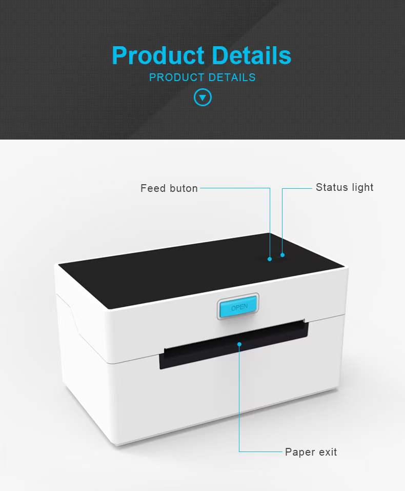 POS-9220 USB +Bluetooth Thermal Label Printer 110mm 4 inch A6 Work with paypal Etsy Ebay USPS