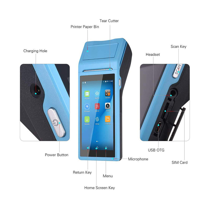 NETUM PDA Android POS Terminal Receipt Printer Handheld Bluetooth WiFi 3G NFC Data Collector Portable Barcode Scanner All-in-One