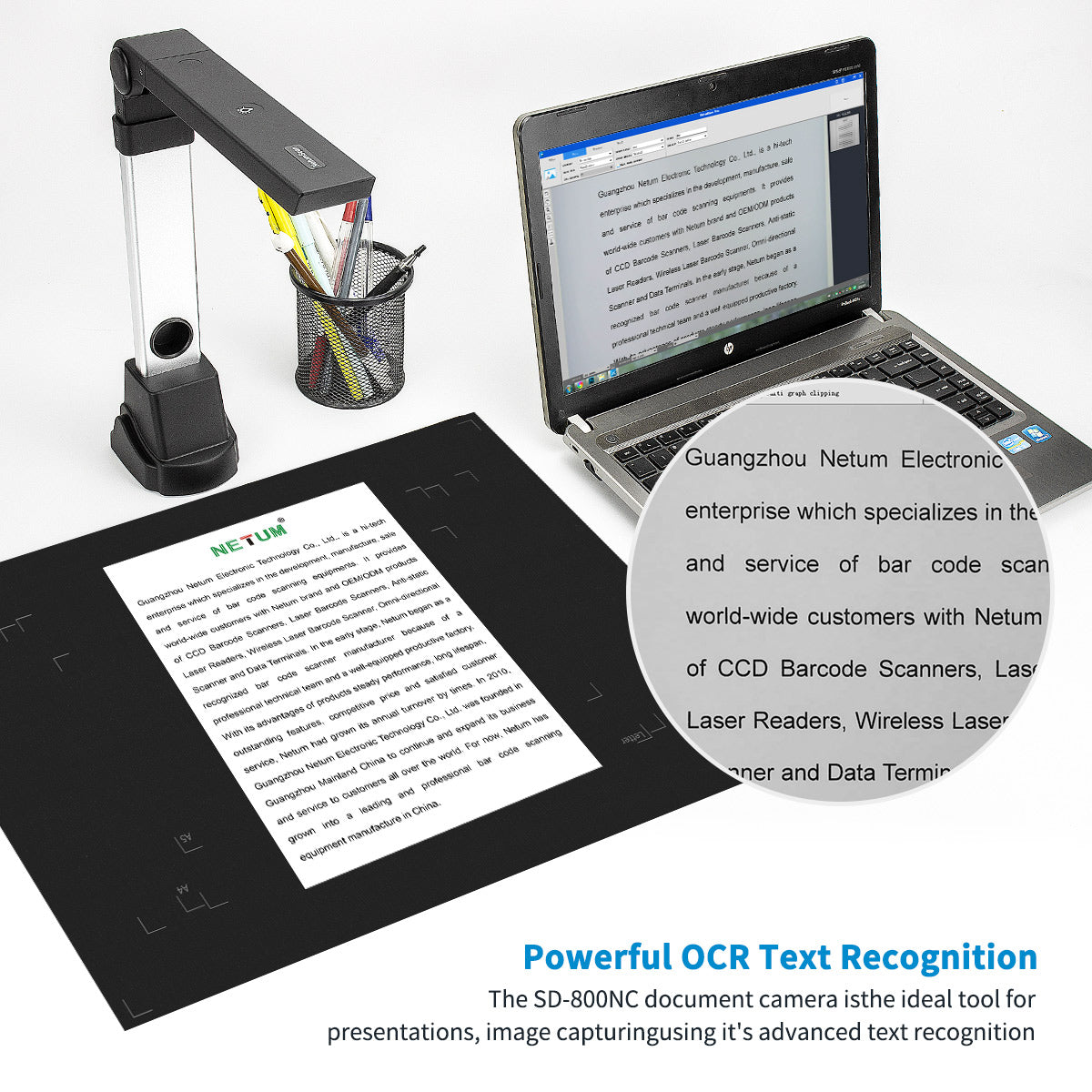 NetumScan Book Scanner SD-800NC Portable Document Scanner 8MP Max A4 Size with Smart OCR Led Table Desk Lamp for Family Home Office