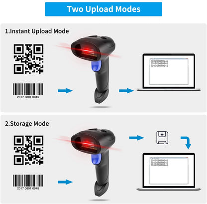 NetumScan L8S Kabelloser QR-Barcode-Scanner, 2,4 G kabelloser USB-Automatischer 2D-Barcode-Leser mit freihändig verstellbarem Ständer für Laptop oder Computer-PC