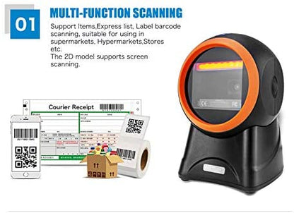 NETUM NT-2050M/NT-2055L Omnidirectional Hands-Free QR Scanner, USB Wired 1D&2D Bar code Reader