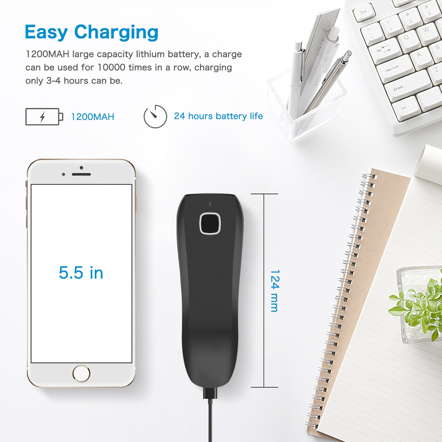 NETUM C990 3 in 1 QR Reader, 1D&2D Mini Portable Barcode Scanner, Bluetooth and Wireless Barcode Reader