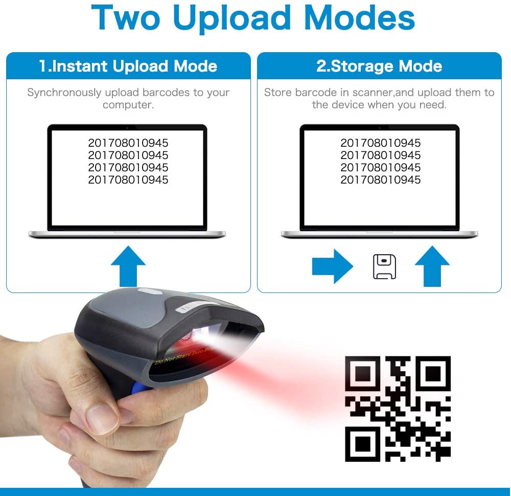 NETUM W8-X Bluetooth- und kabelloser QR-Barcode-Scanner, 1D- und 2D-Barcode-Leser 