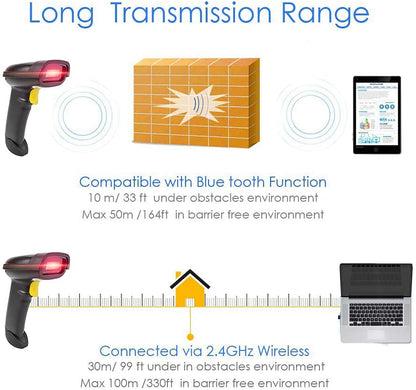 NETUM NT-1228BL 1D- und 2D-Barcodescanner, Bluetooth und kabelloser QR-Barcodeleser 