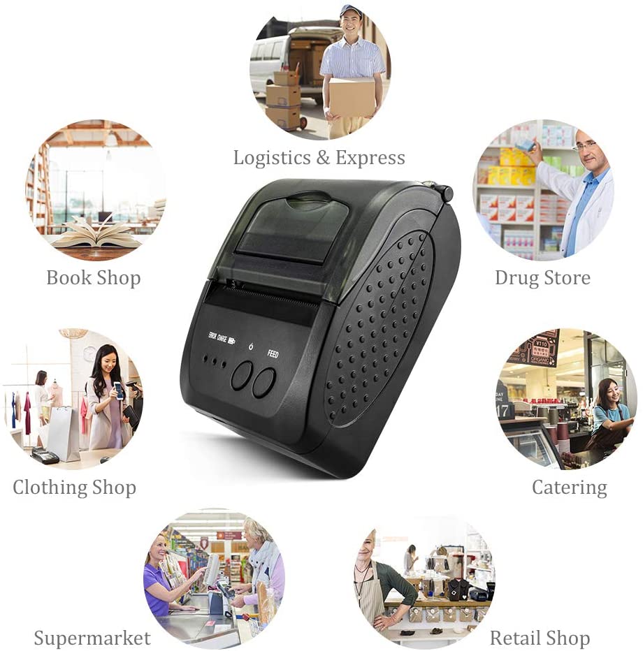 NETUM NT-1809DD Wireless Bluetooth Thermal Receipt Printer, Portable 2 Inches 58mm Mini USB POS Printer Compatible with Android/iOS/PC/Windows