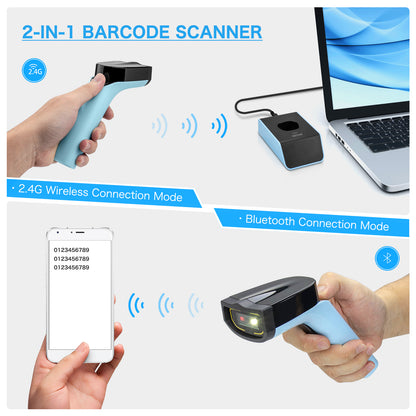 NETUM DS7500 2D Bluetooth Barcode Scanner, Hands Free Automatic Wireless QR Bar Code Reader