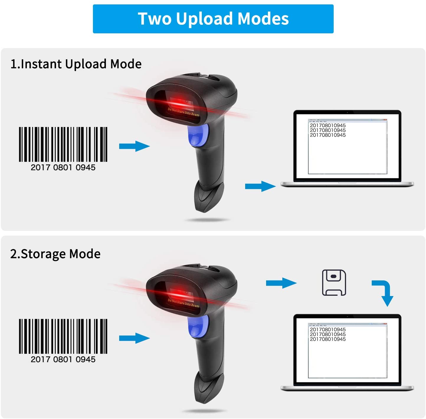 NetumScan L6S Kabelloser 1D-Barcode-Scanner, tragbarer kabelgebundener und kabelloser 2,4-G-CCD-Barcode-Scanner mit freihändig verstellbarem Ständer für Laptop oder PC