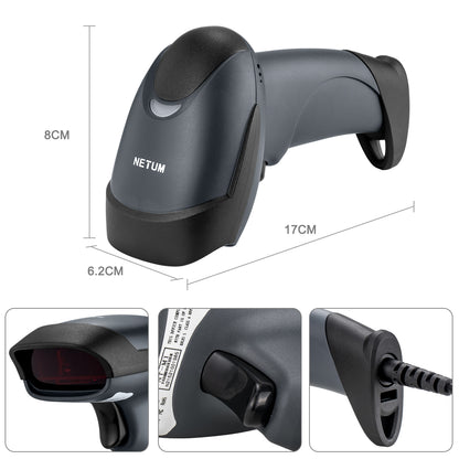 NETUM USB-Laser-Barcode-Scanner, kabelgebundenes Hand-Barcode-Scanner-Lesegerät für Supermarkt-Kassensysteme – NT-M1 