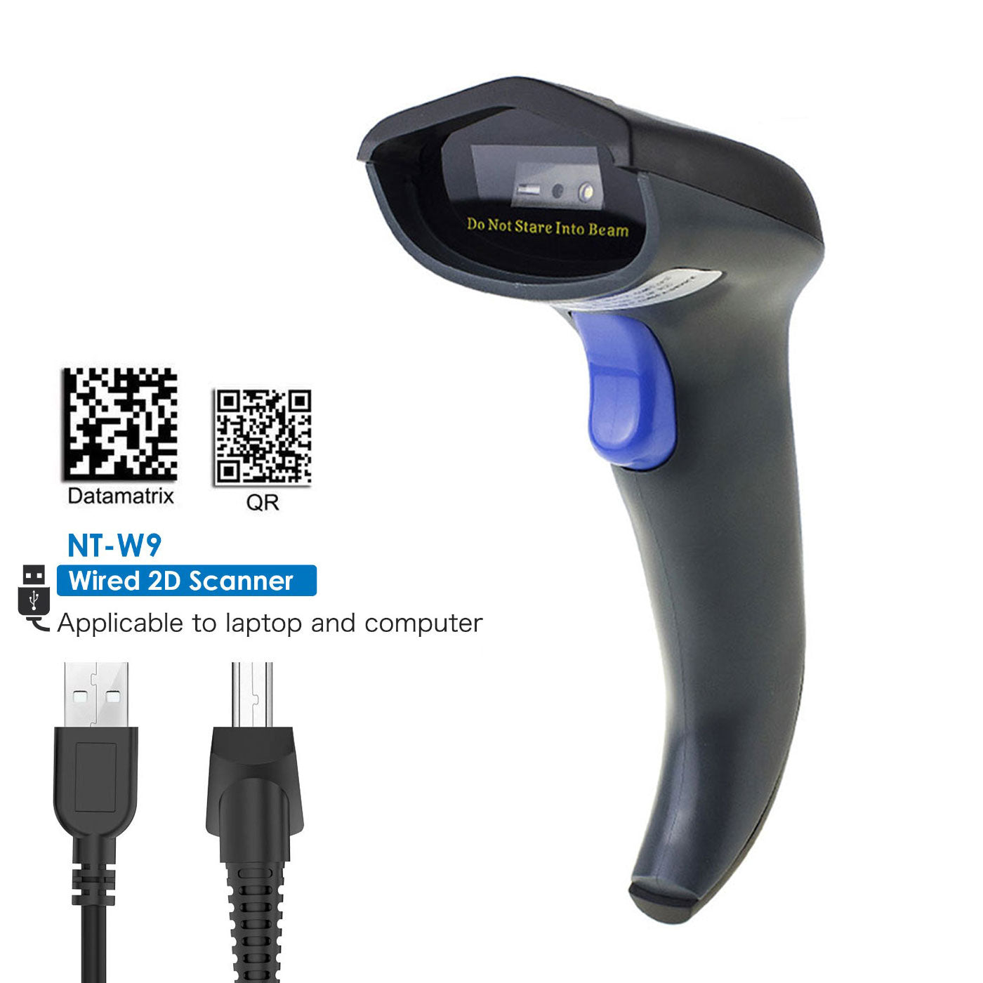 NETUM W9 USB-QR-Scanner mit Kabel, 1D- und 2D-Barcodeleser 