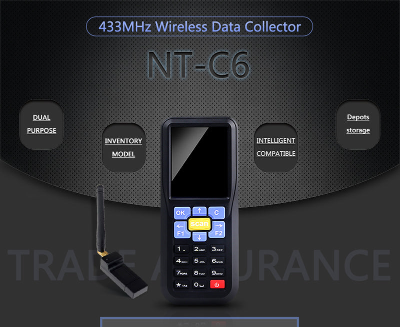 NETUM NT-C6 Wireless Data Collector, Portable Terminal Inventory Device USB Laser 1D Barcode Scanner