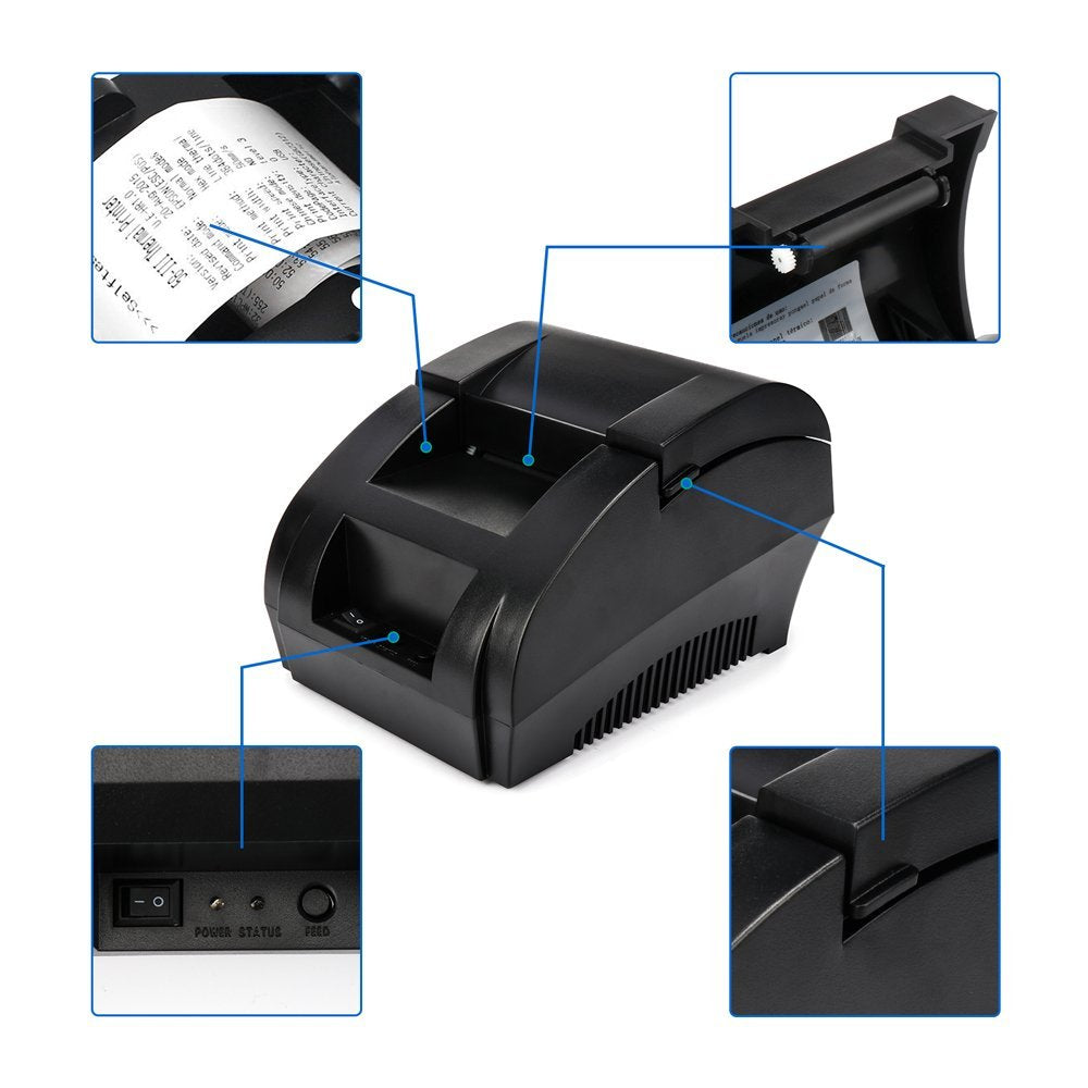 NETUM NT-5890K 58-mm-USB-Thermo-Belegdrucker, kompatibel mit ESC/POS-Druckbefehlssatz