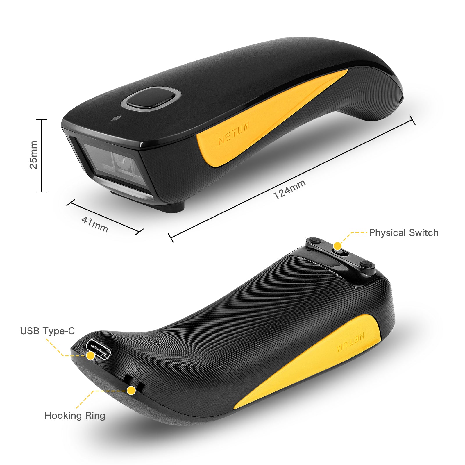 NETUM 2D Barcode Scanner, Compatible with 2.4G Wireless & Bluetooth & USB hot Wired