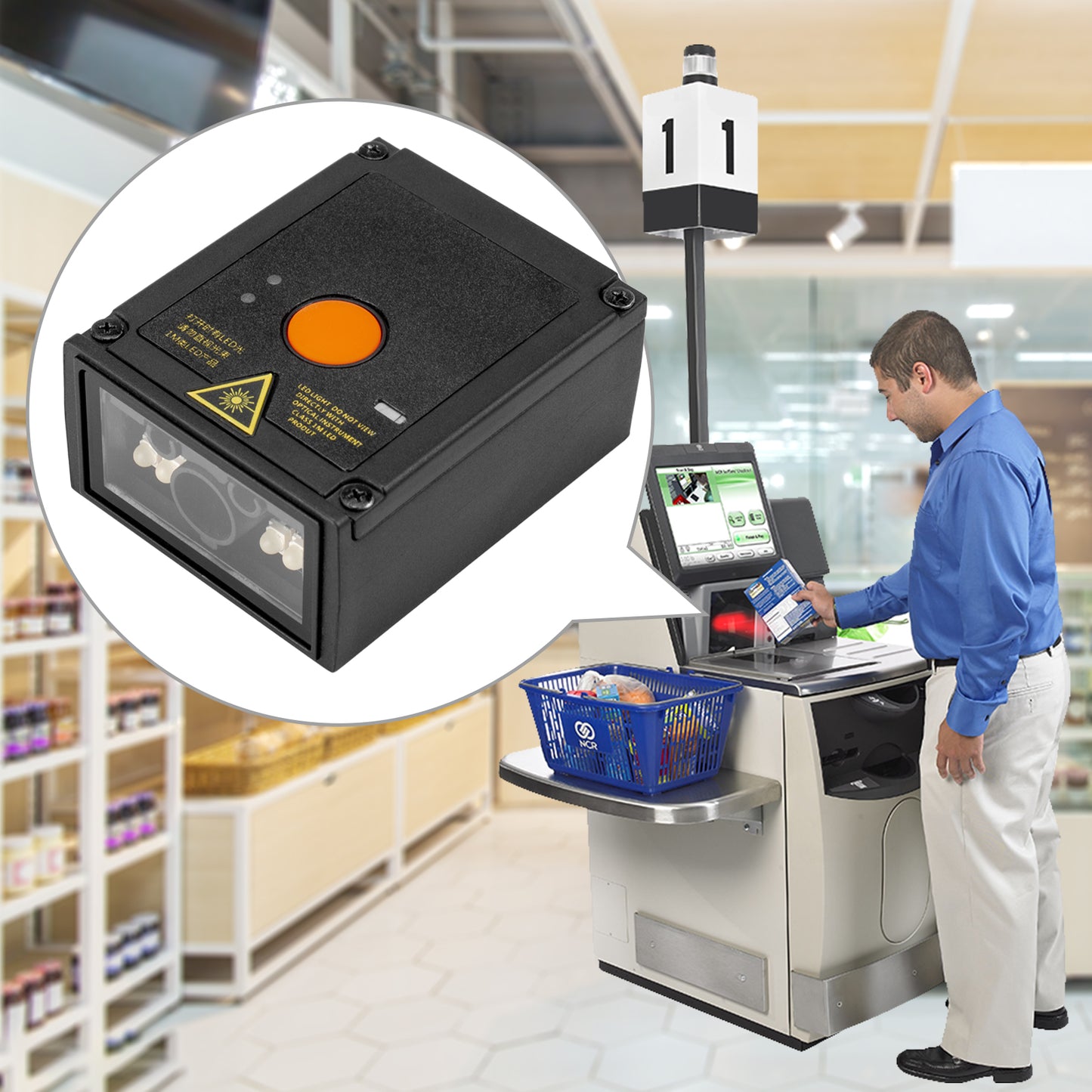 NETUM NT-90 Industrieller QR-Barcodescanner mit fester Montage, 1D- und 2D-USB-RS232-Barcodescanner mit IR-/Lichtsensor